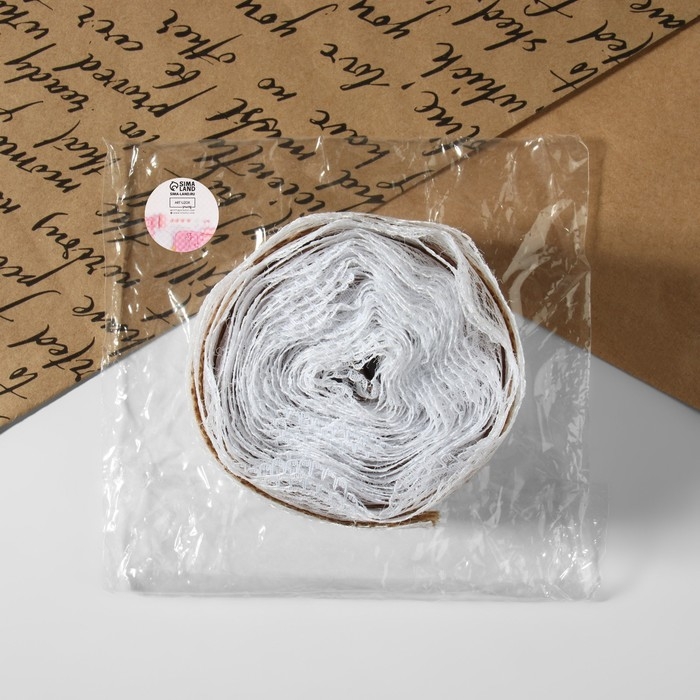 Лента из джута «Кружево», 60 мм, 4,5 ± 0,5 м, цвет белый Лента из джута «Кружево», 60 мм, 4,5 ± 0,5 м, цвет белый