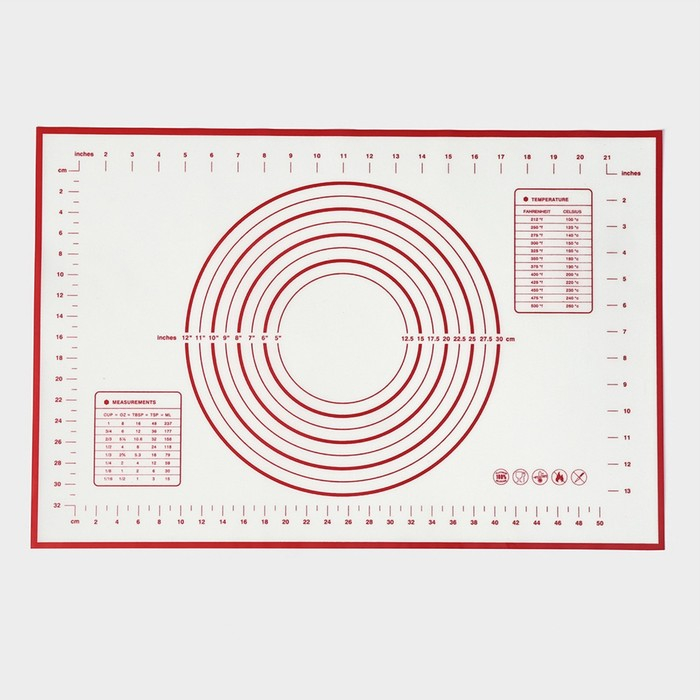 Армированный коврик с разметкой, силикон, 40×60 см, цвет белый Армированный коврик с разметкой, силикон, 40×60 см, цвет белый