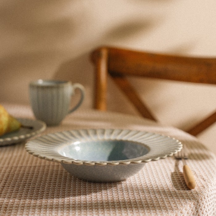 Тарелка для пасты SL Home «Эхо Крита», 340 мл, d=24 см, цвет голубой Тарелка для пасты SL Home «Эхо Крита», 340 мл, d=24 см, цвет голубой