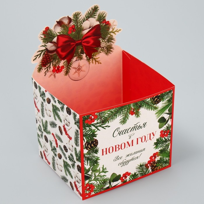 Коробка новогодняя для мини-букетов «Снежный шар», 12 х 17 х 10 см, Новый год Коробка новогодняя для мини-букетов «Снежный шар», 12 х 17 х 10 см, Новый год