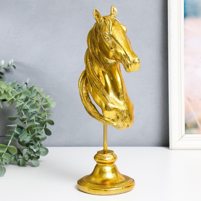Сувенир полистоун бюст Сувенир полистоун бюст "Голова коня" золотой 10х11х31,5 см
