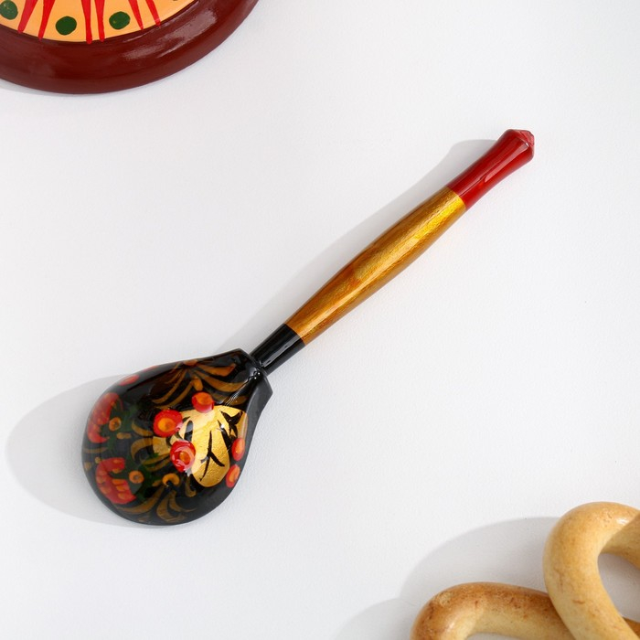 Сахарница, с ложкой, 10×9 см, хохлома