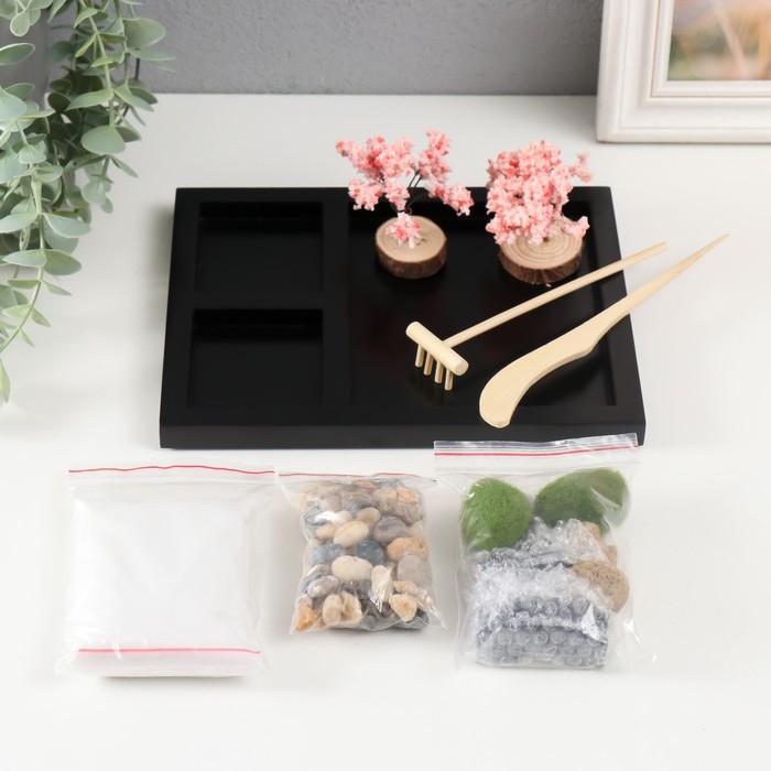 Сад камней Дзен  Сад камней Дзен "Будда в камнях и мостик" белый песок 1,5х21,5х17,5 см