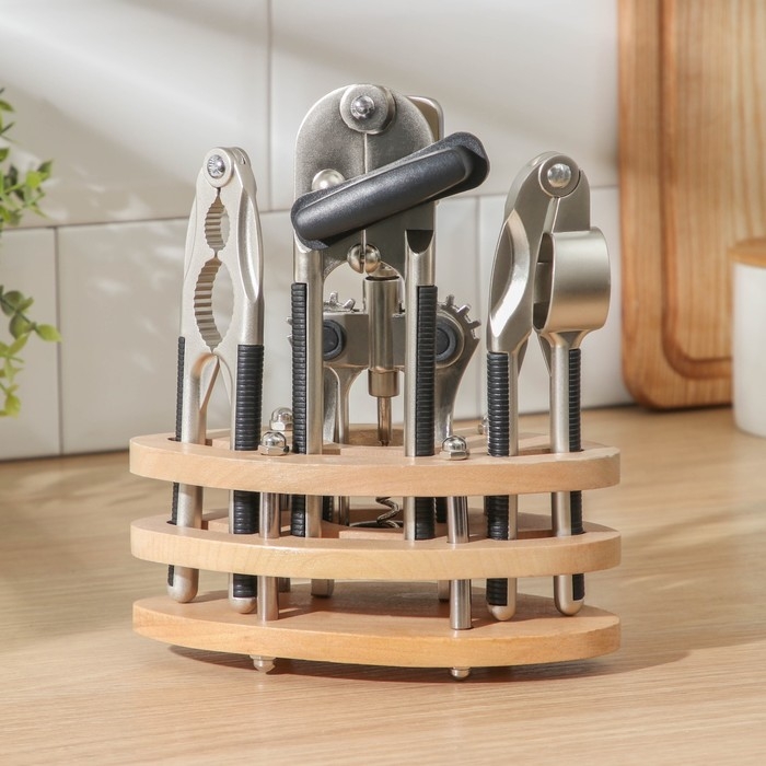 Набор кухонных инструментов «Велес», 4 предмета, на подставке Набор кухонных инструментов «Велес», 4 предмета, на подставке