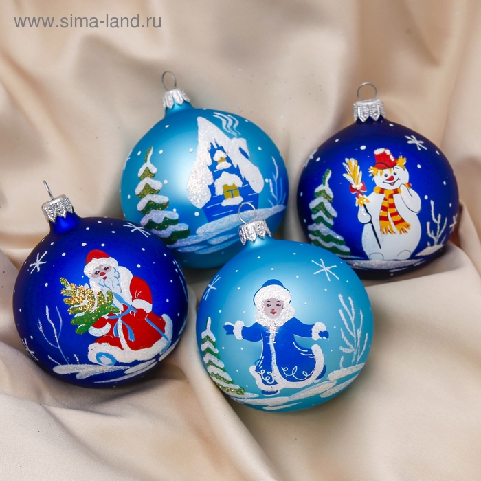 Набор новогодних шаров Набор новогодних шаров "В гостях у сказки" 7,5 см (набор 4 шт)