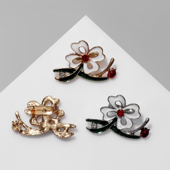Брошь «Цветок» с двумя листьями, цвет МИКС (неделимая фасовка 12 шт., цена за шт.) Брошь «Цветок» с двумя листьями, цвет МИКС (неделимая фасовка 12 шт., цена за шт.)