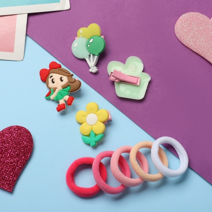 Набор для волос Набор для волос "Выбражулька" (10 резинок,4 зажима) девочка