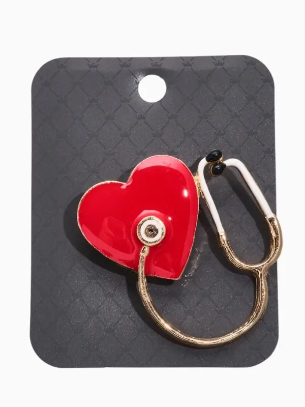 Брошь &laquo;Стетоскоп с сердцем&raquo;, разноцветная в золоте