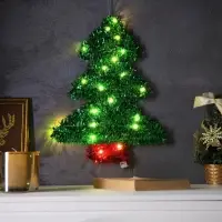 Светодиодная фигура из мишуры &laquo;Елочка зеленая&raquo; 36&times;28 см, 20 LED, батарейки AG10&times;3 (в комплекте), свечение тёплое белое