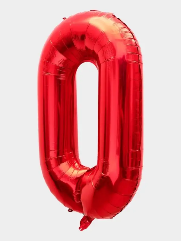 Воздушный шар фольгированный 40" &laquo;Цифра 0&raquo;, красный