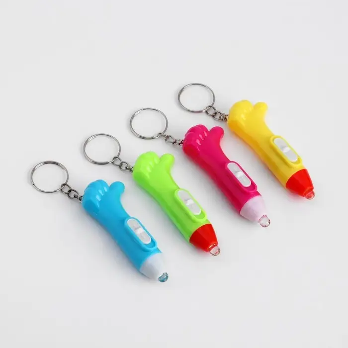 Фонарик брелок для ключей на кольце «Лайк», 3×AG3, МИКС
