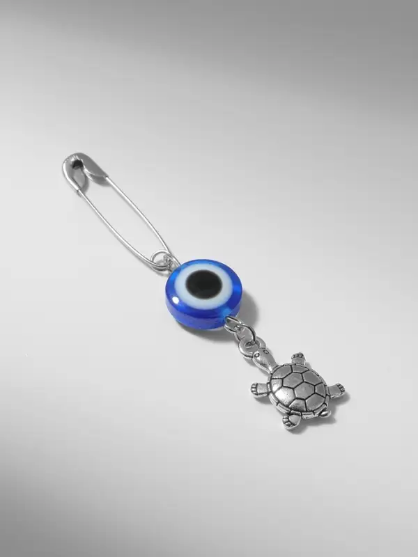 Булавка-оберег «На здоровье» черепаха, 2.2 см, синяя в серебре