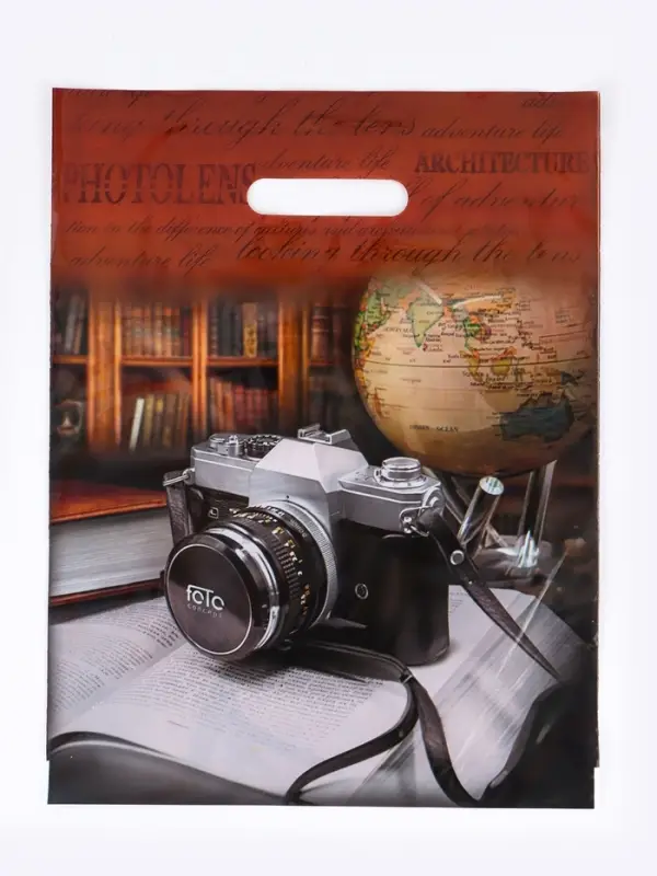 Пакет подарочный &laquo;Объектив&raquo; полиэтиленовый с вырубной ручкой, ламинированный 31&times;40 см, 30 мкм