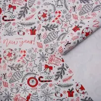 Упаковочная бумага на новый год «Happy new year», 70 х 100 см, глянцевая