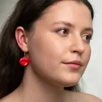 Серьги ассорти &laquo;Радость&raquo;, губы, красно-белые в серебре