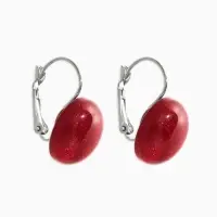 Серьги пластик "Таблетка" блёстка, цвет бордовый в серебре