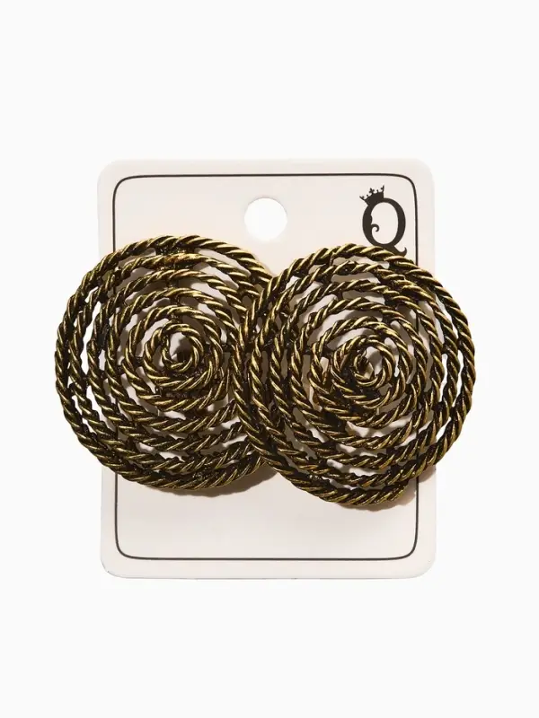 Клипсы Клипсы "Винтаж" круг из веревки, цвет чернёное золото