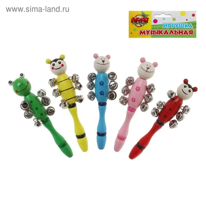 Погремушка с бубенцами "Животные", МИКС