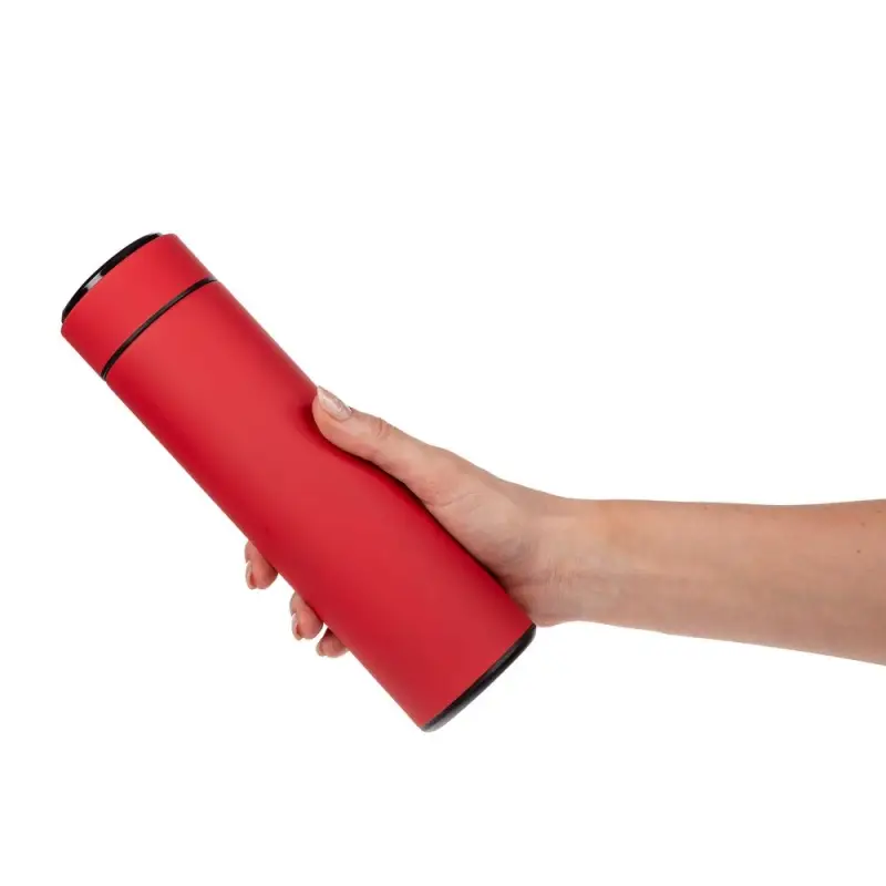 Смарт-бутылка с заменяемой батарейкой Long Therm Soft Touch, красная, без пакета