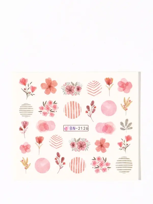 Слайдеры для ногтей «Цветочки и листочки», красные, розовые Слайдеры для ногтей «Цветочки и листочки», красные, розовые