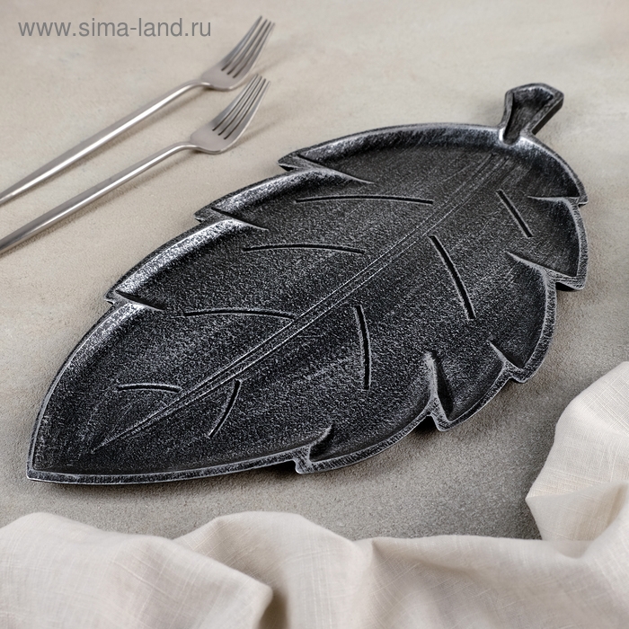 Блюдо для фруктов Доляна «Винтажный лист», 38×20,5×1,5 см, цвет серый Блюдо для фруктов Доляна «Винтажный лист», 38×20,5×1,5 см, цвет серый