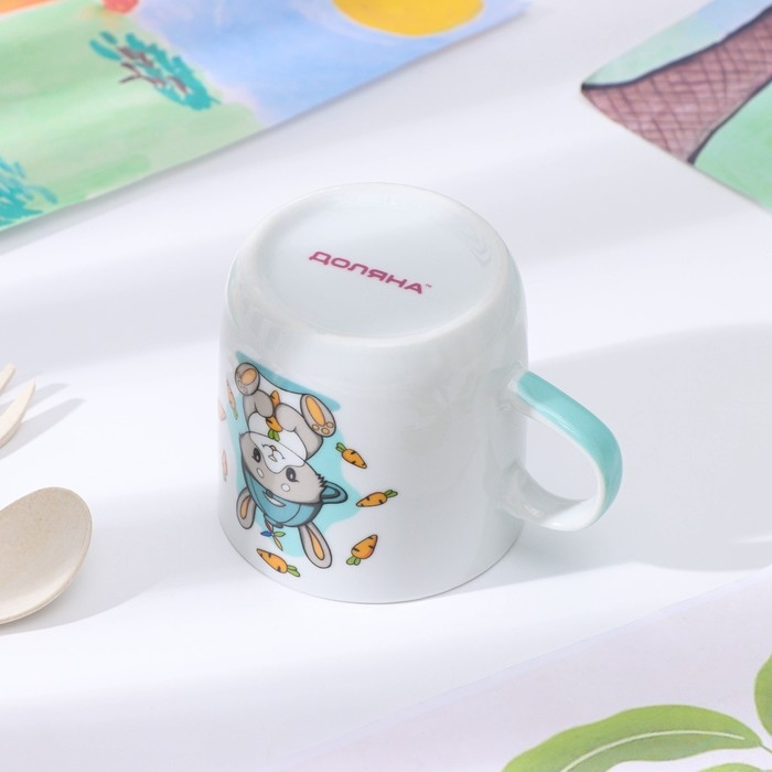Набор детской посуды из керамики Доляна «Милый зайка», 3 предмета: кружка 230 мл, миска 400 мл, тарелка d=18 см, цвет белый Набор детской посуды из керамики Доляна «Милый зайка», 3 предмета: кружка 230 мл, миска 400 мл, тарелка d=18 см, цвет белый