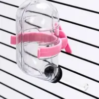 Поилка для грызунов, 60 мл, 12&times;4 см, с розовым креплением, прозрачная