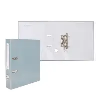 Папка-регистратор А4, 50 мм, ПВХ, тиснение &laquo;лен&raquo;, металлическая окантовка, карман на корешок, собранная, серая