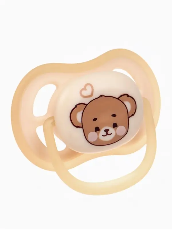 Светящаяся соска-пустышка анатомическая, силикон, от 0 мес., &laquo;Мишка&raquo;, бежевая
