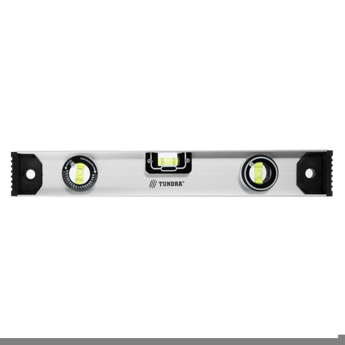 Уровень алюминиевый ТУНДРА  Уровень алюминиевый ТУНДРА "Рельс", 3 глазка (1 поворотный), 400 мм