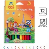 Фломастеры 12 цветов &laquo;Мульти-Пульти. Енот во Франции&raquo;, смываемые