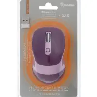 Мышь беспроводная Smartbuy X57 Dual, BT+USB с зарядкой, 4 кнопки, 2000 dpi, 300 мАч, фиолетовая