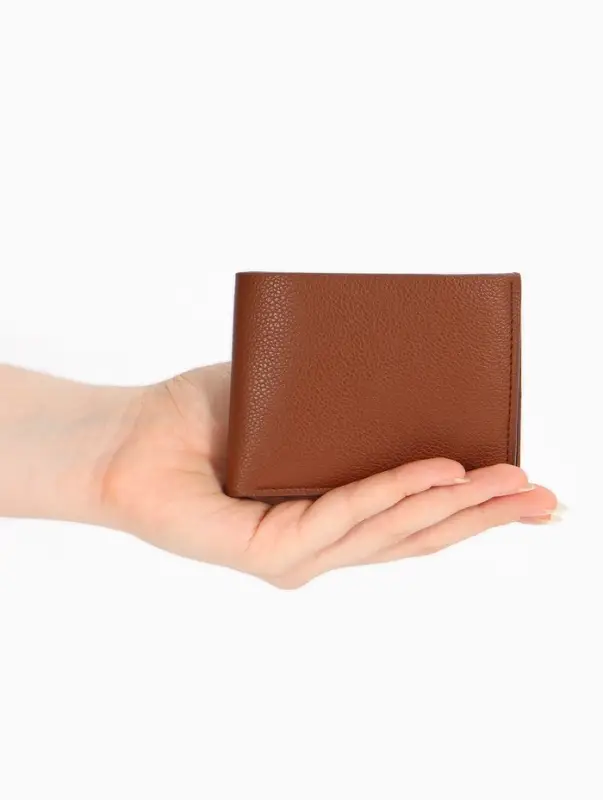 Портмоне мужское, без застёжки, отдел для карт, монет, коричневое