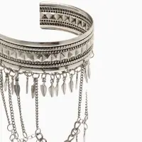 Браслет обод на предплечье &laquo;Перья&raquo;, d=6 см, цвет серебро