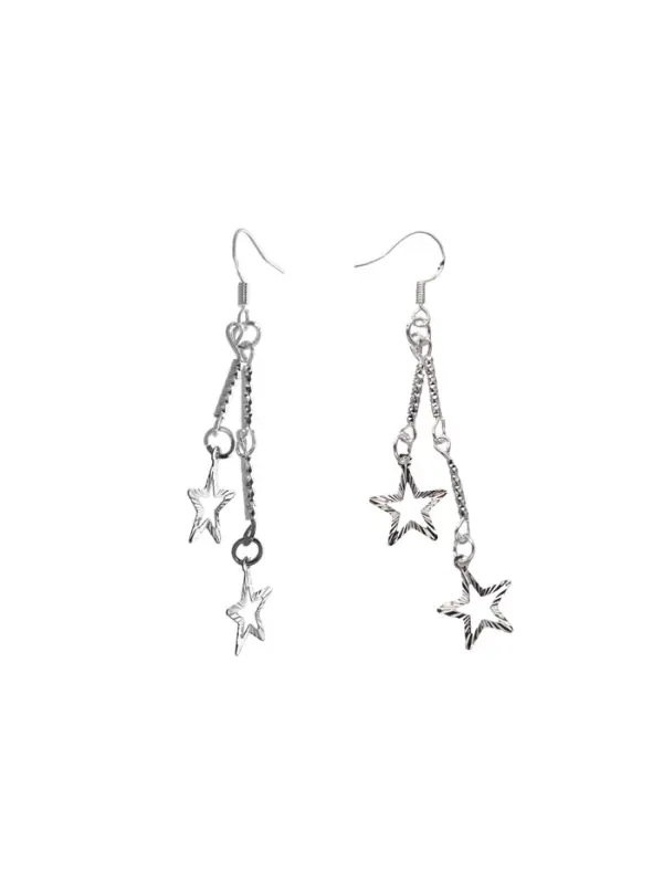 Серьги висячие &laquo;Звёзды&raquo;, на цепочках, цвет серебро