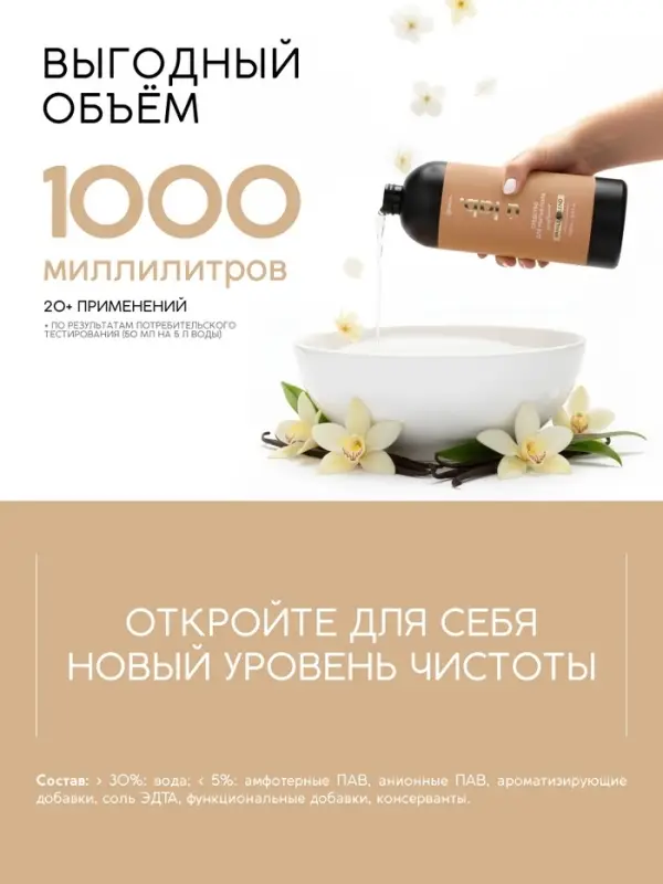 Средство для мытья пола парфюмированное, аромат Vanilla blend, 1000 мл, ULAB