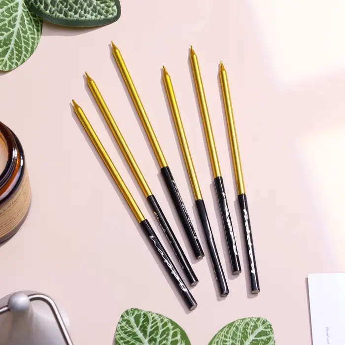 Свечи в торт &laquo;Праздник&raquo;, 6 шт., 14.5 см, золото с чёрным