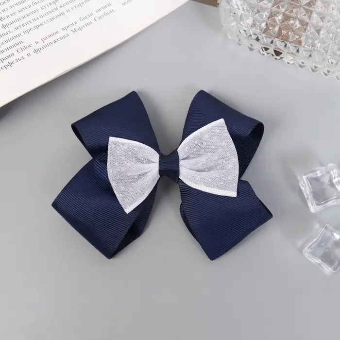 Резинка для волос бант «Школьница», 9×6 см, сине-белая