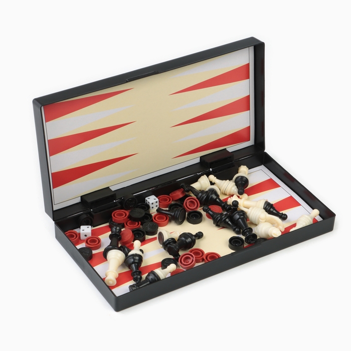 Настольная игра 3 в 1  Настольная игра 3 в 1 "Зов": нарды, шахматы, шашки, магнитная доска 19 х 19 см