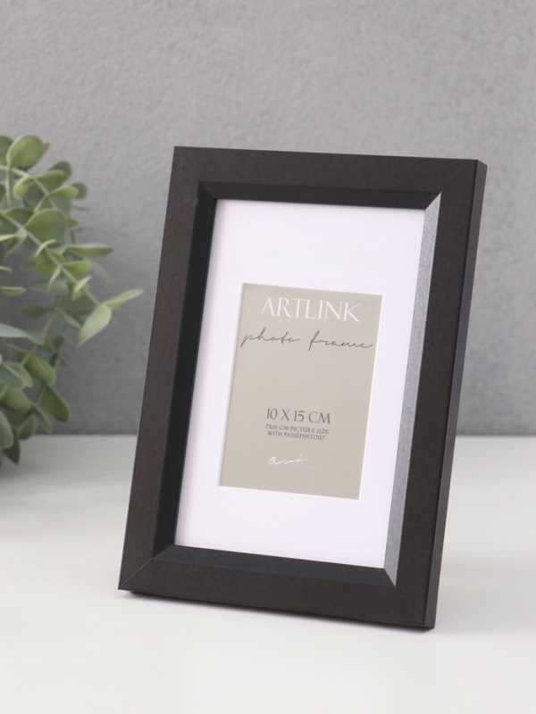 Фоторамка МДФ Фоторамка МДФ "Anna" 10х15 см,с паспарту (7х10 см), чёрный (пластиковый экран)