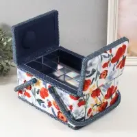 Шкатулка для рукоделия и шитья &laquo;Летние цветы на белом&raquo;, хранение ниток, иголок, мелочи, 19&times;26&times;14.5 см