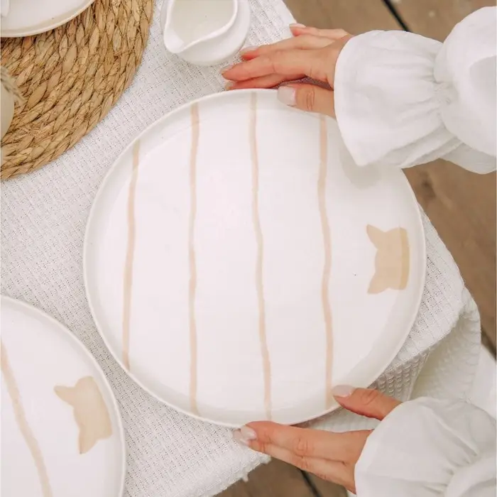 Тарелки SL Home &laquo;Гато&raquo;, d=24 см, набор 2 шт., фарфор, белые