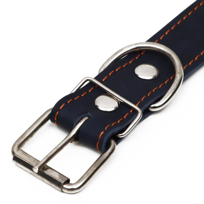 Ошейник кожаный на синтепоне, безразмерный, 71 х 3,5 см, ОШ 29-62 см, синий Ошейник кожаный на синтепоне, безразмерный, 71 х 3,5 см, ОШ 29-62 см, синий