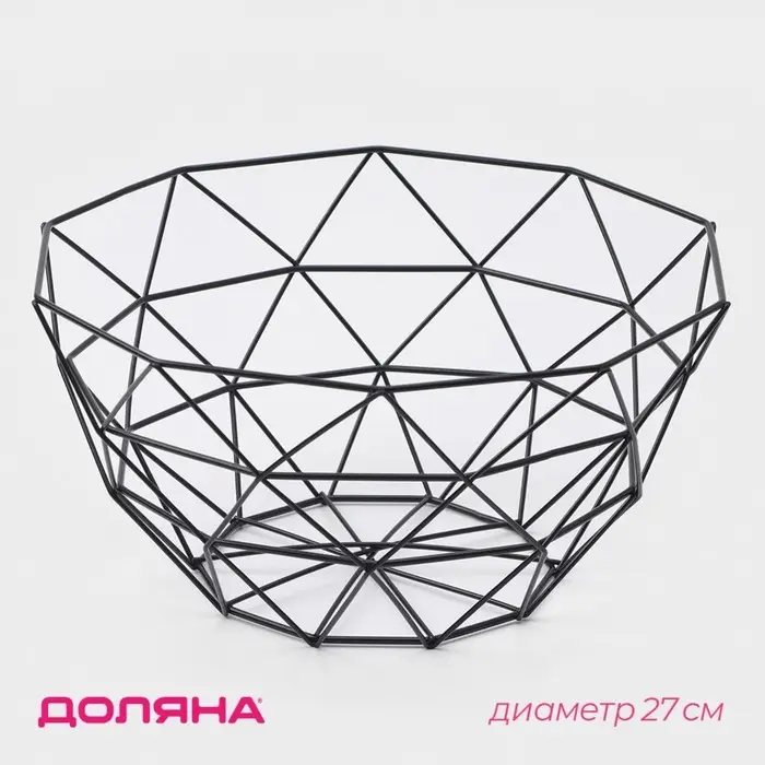 Фруктовница Доляна &laquo;Геометрия&raquo;, 27&times;27&times;14 см, чёрная