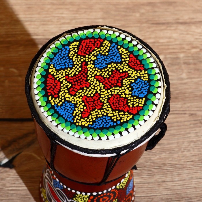 Сувенирный музыкальный инструмент Сувенирный музыкальный инструмент "Барабан Джембе Разноцветный" 13x13x24 см, МИКС