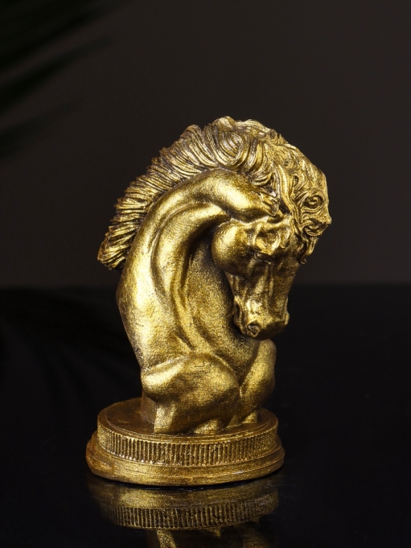 Фигура Фигура "Конь " 9х6 см, цвет старое золото