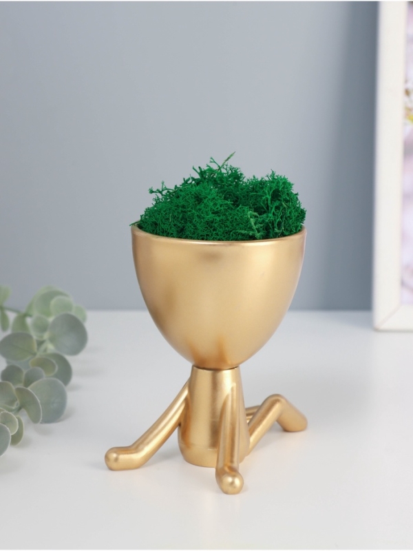 Кашпо пластиковое "Мистер Грин на чиле" 10*10,5*7,3 см золото