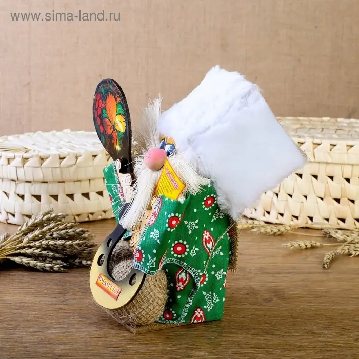 Оберег-домовой "Матвей с ложкой и подковой", 30х20х16 см МИКС