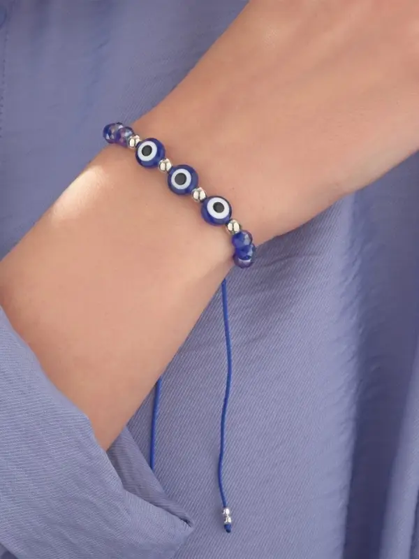 Браслет-оберег &laquo;Глазик&raquo; трио, цвет синий, d=6 см