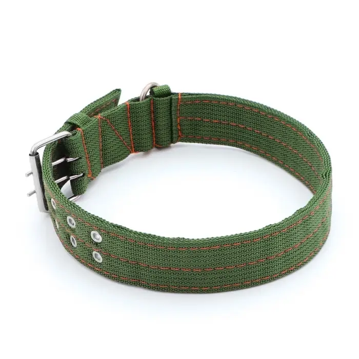 Ошейник, 80&times;4.9 см, ОШ 64-74 см, четырёхслойный, с вертлюгом, полиэстер, зелёный